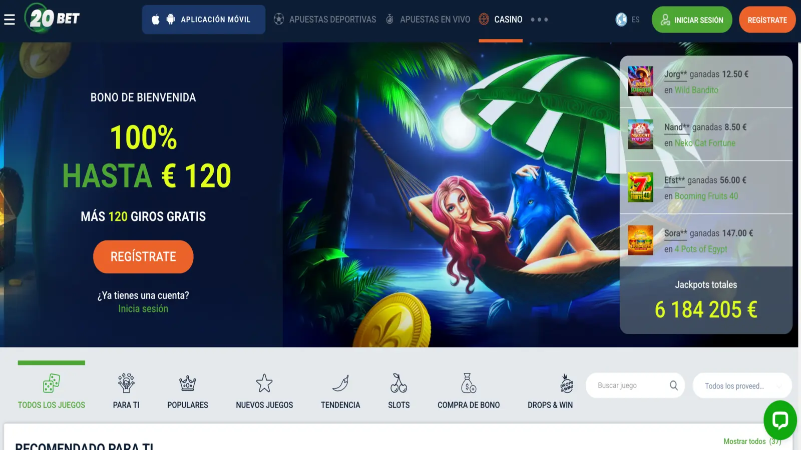 20Bet P&aacute;gina principal
