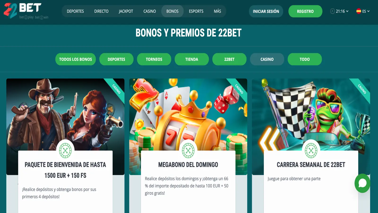 22Bet Casino Bonos