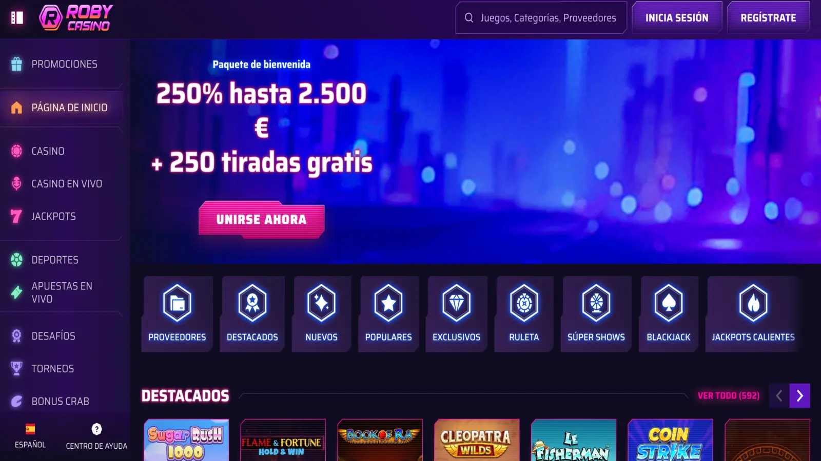 RobyCasino P&aacute;gina principal