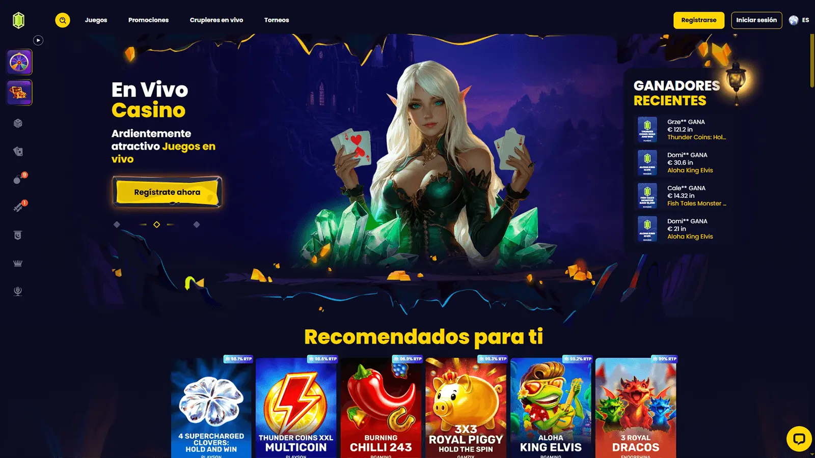 P&aacute;gina de inicio de SlotsGem Casino en Espa&ntilde;a