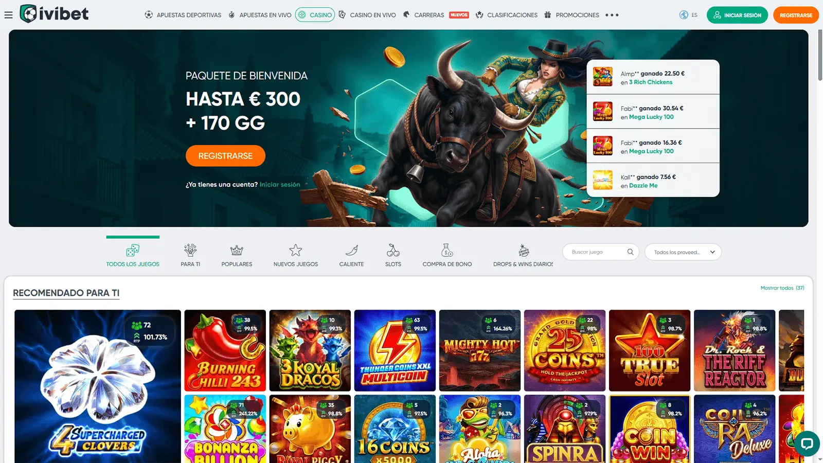 P&aacute;gina principal del casino Ivibet en Espa&ntilde;a
