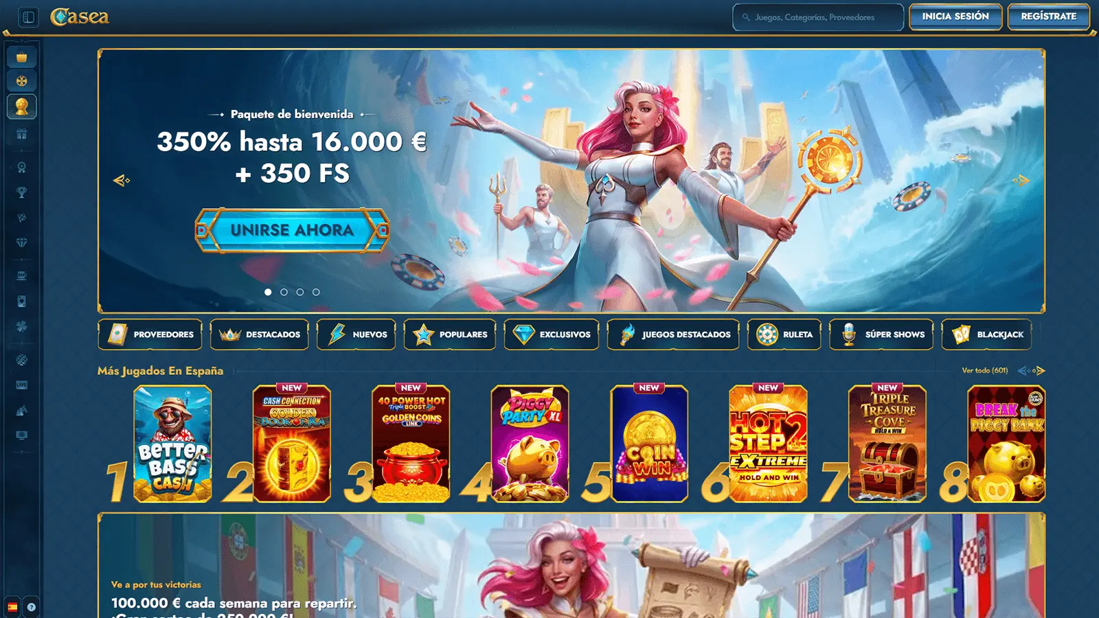 Página principal del Casino Casea en España