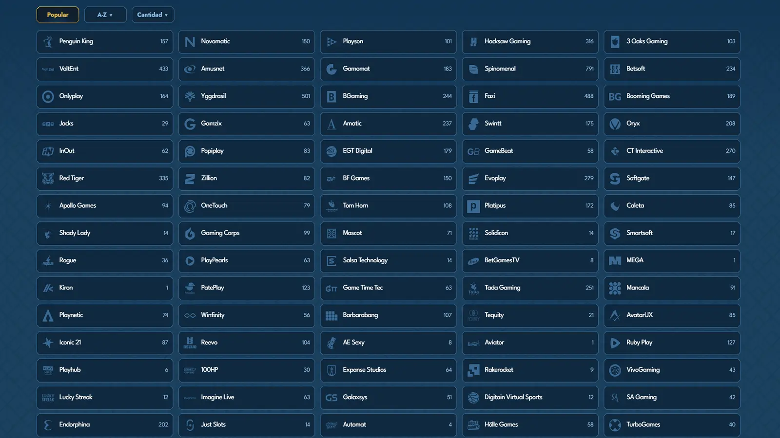 Proveedores de juegos de casino Casea en España